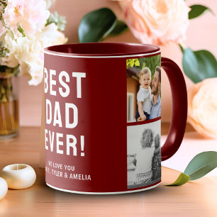 Best Dad Ever 4 Photo Collage Red Mug