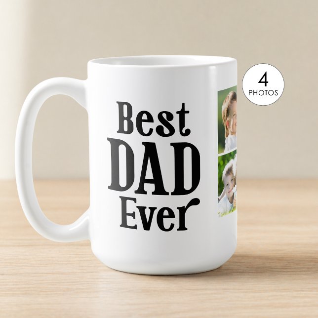 Best Dad Ever 4 Photo Personalised Coffee Mug (Creator Uploaded)