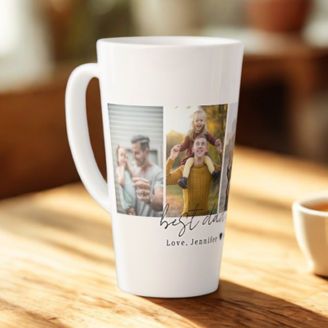 Best Dad Ever 4 Photos Collage Custom Latte Mug (Creator Uploaded)