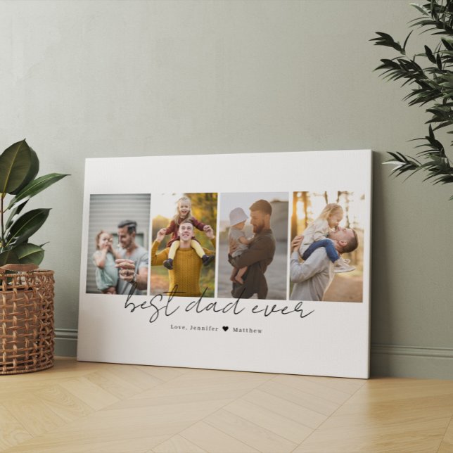 Best Dad Ever 4 Photos Dad Cutout Photo Collage Canvas Print (Creator Uploaded)