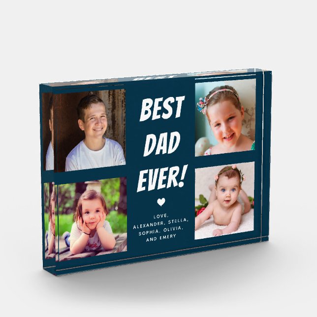 Best Dad Ever 4 Photos Family Photo Block (Left)
