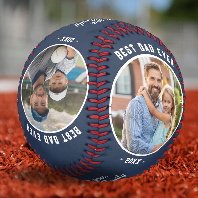 Best Dad Ever 4 Photos Father`s Day Keepsake Baseball (Creator Uploaded)