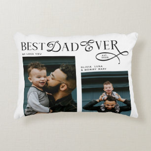 Best Dad Ever 4 Photos Modern Fathers Day Gifts Decorative Cushion