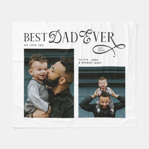 Best Dad Ever 4 Photos Modern Fathers Day Gifts Fleece Blanket