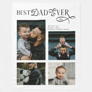 Best Dad Ever 4 Photos Modern Fathers Day Gifts Fleece Blanket