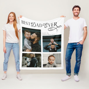 Best Dad Ever 4 Photos Modern Fathers Day Gifts Fleece Blanket