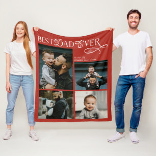 Best Dad Ever 4 Photos Modern Fathers Day Gifts Fleece Blanket
