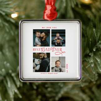 Best Dad Ever 4 Photos | Modern Fathers Day Gifts Metal Tree Decoration