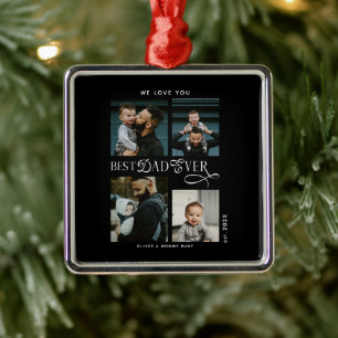 Best Dad Ever 4 Photos Modern Fathers Day Gifts Metal Tree Decoration