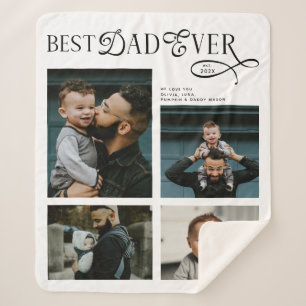 Best Dad Ever 4 Photos Modern Fathers Day Gifts Sherpa Blanket