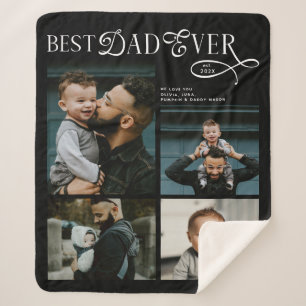 Best Dad Ever 4 Photos Modern Fathers Day Gifts Sherpa Blanket