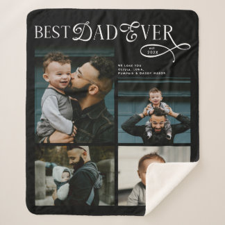 Best Dad Ever 4 Photos Modern Fathers Day Gifts Sherpa Blanket