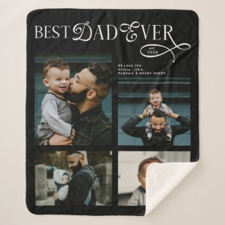 Best Dad Ever 4 Photos Modern Fathers Day Gifts Sherpa Blanket