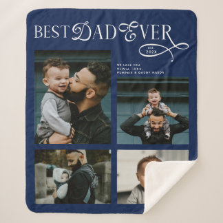 Best Dad Ever 4 Photos Modern Fathers Day Gifts Sherpa Blanket