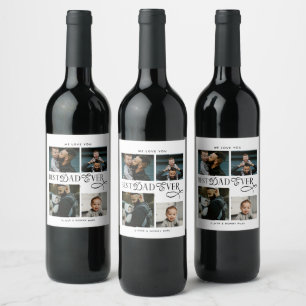  Best Dad Ever 4 Photos Modern Fathers Day Gifts Wine Label