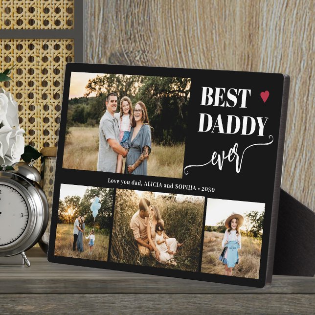 Best dad ever 4 photos personalised black plaque (Creator Uploaded)