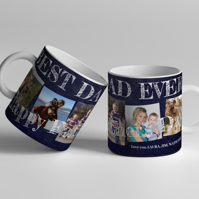Best dad ever 5 photo collage Fathers Day Coffee Mug (Creator Uploaded)
