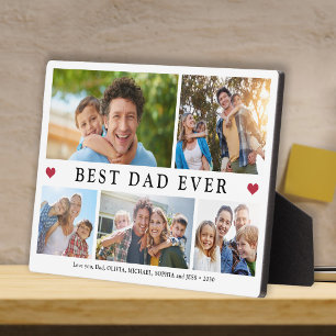 Best Dad Ever 5 photo collage modern keepsake Plaque