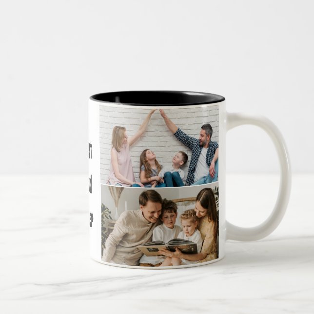 Best Dad Ever 5 Photo Collage Two-Tone Coffee Mug (Right)