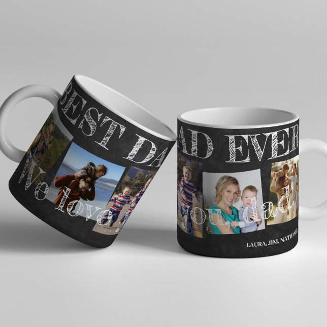 Best dad ever 5 photo collage we love you coffee mug (Creator Uploaded)