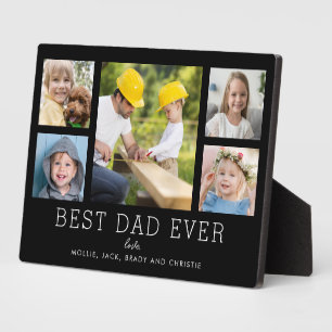 Best Dad Ever 5-Photo Family Collage Simple Custom Plaque