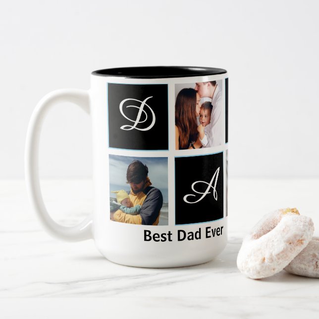 Best Dad Ever 5 Photo Personalised Mug (With Donut)