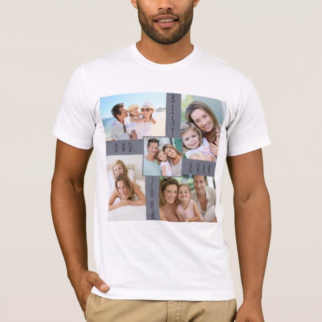 Best Dad Ever 5 Picture Family Photo Collage T-Shirt (Front)