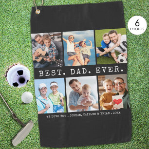 BEST DAD EVER 6 Photo Collage Custom Colour Golf Towel