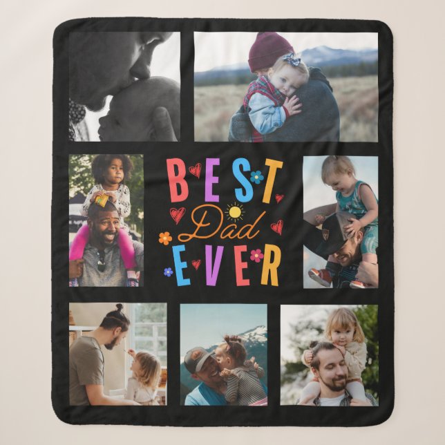 Best Dad Ever 7 Photo Collage Sherpa Blanket (Front)