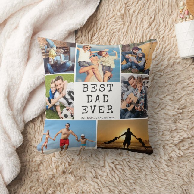 BEST DAD EVER 7 Photos Custom Colour Cushion (Blanket)