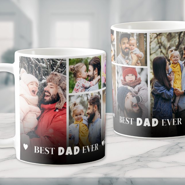 Best Dad Ever 8 Photo Collage Coffee Mug (Best Dad Ever 8 Photo Collage Fathers Day Coffee Mug)
