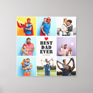 Best Dad Ever 8 Photo Collage Father's day Gift  Canvas Print