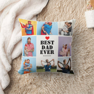 Best Dad Ever 8 Photo Collage Father's day Gift  Cushion