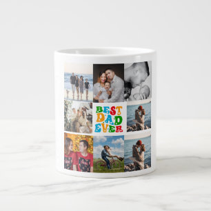 Best Dad Ever 8 Photo Custom Personalized Collage Large Coffee Mug