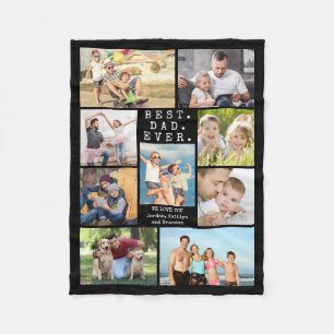 BEST DAD EVER 9 Photo Collage Personalised Fleece Blanket
