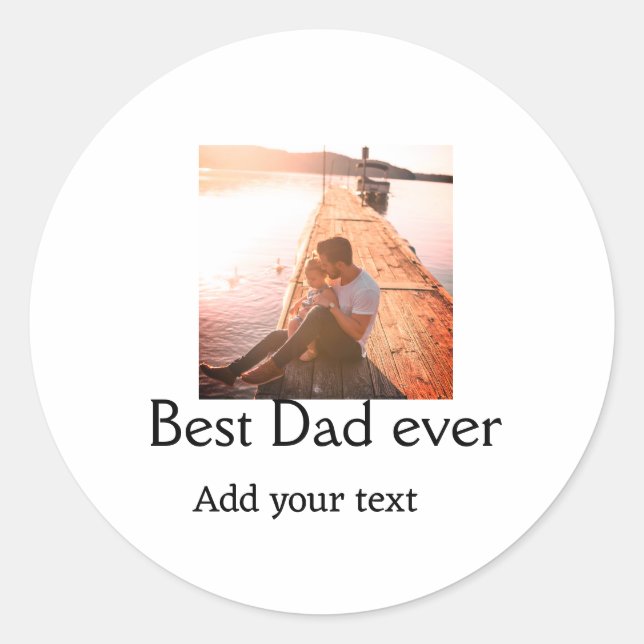 Best dad ever add name image fathers day text mess classic round sticker (Front)