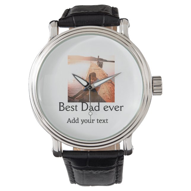 Best dad ever add name image fathers day text mess watch (Front)
