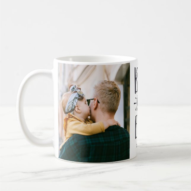Best Dad Ever Add Year Custom 2 Photo Father's Day Coffee Mug (Left)