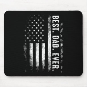 Best Dad Ever American Flag Vintage Back White Fat Mouse Pad