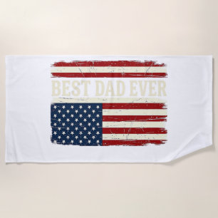 Best Dad Ever American Flag Vintage Vector Shirt_1 Beach Towel