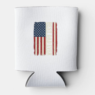 Best Dad Ever American Flag Vintage Vector Shirt_1 Can Cooler