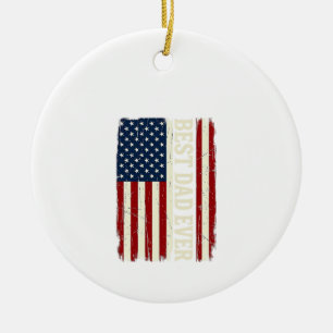 Best Dad Ever American Flag Vintage Vector Shirt_1 Ceramic Tree Decoration