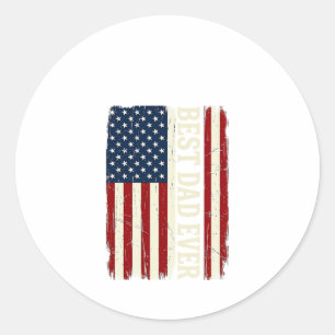 Best Dad Ever American Flag Vintage Vector Shirt_1 Classic Round Sticker
