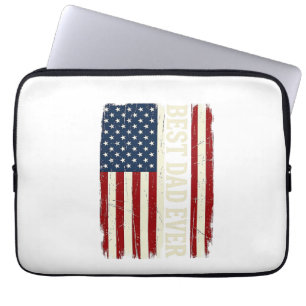 Best Dad Ever American Flag Vintage Vector Shirt_1 Laptop Sleeve