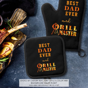 Best Dad Ever and Grill Master Oven Mitt & Pot Holder Set