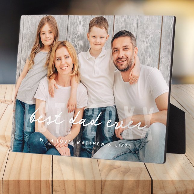 Best Dad Ever Athletic Modern Photo Father's Day Plaque (Creator Uploaded)