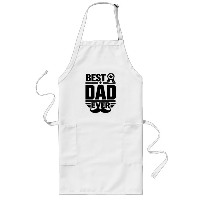 Best Dad Ever Award Ribbon Moustache Gift  Long Apron (Front)