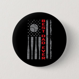 Best Dad Ever Baseball Fan With Vintage Usa Flag F 6 Cm Round Badge