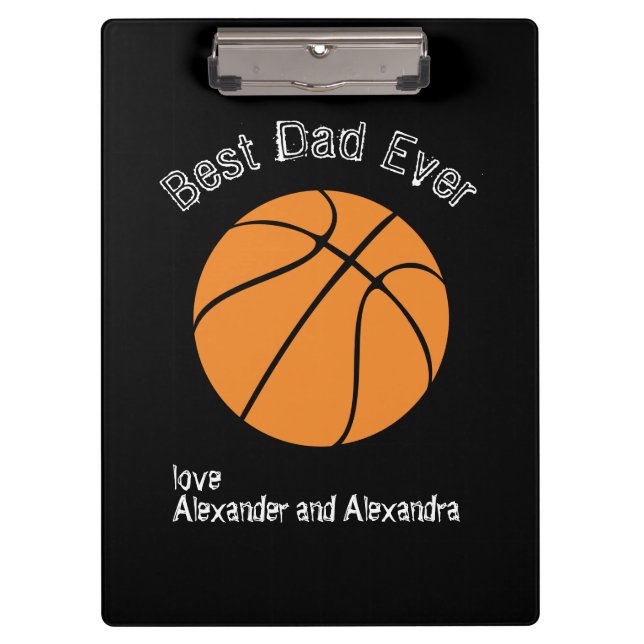Best Dad Ever Basketball  Distressed text Clipboard (Front)