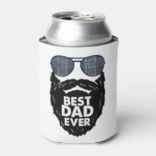 Best Dad ever beard bearded Dad sunglasses black Can Cooler